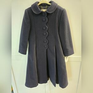 *New* Sarah Louise Elegant Navy Blue Coat with Scalloped Trim